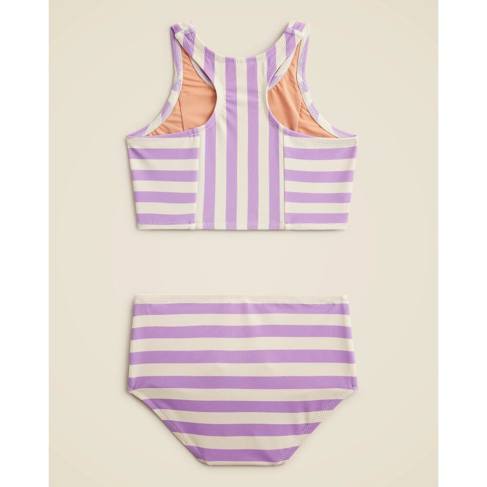 J. Crew Crewcuts two-piece swimsuit bikini Orchid Stripe purple sz 2 new $65 K52 - Picture 2 of 6